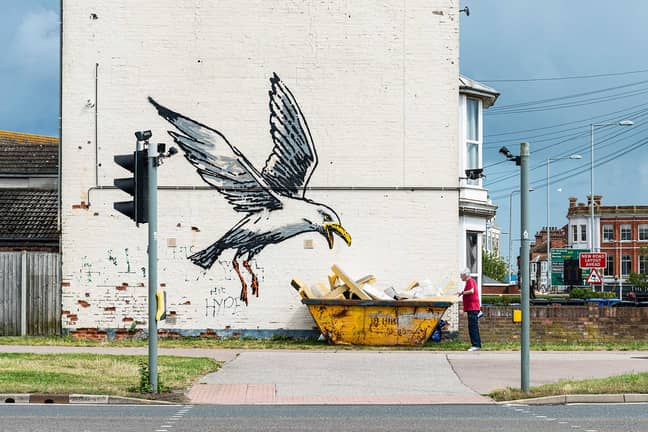 Banksy's 'A Great British Spraycation' mural of a seagull. (Credit: banksy.co.uk)
