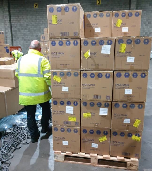 Boxes marked 'face mask' arrived to the UK. Credit: NHS National Services Scotland 