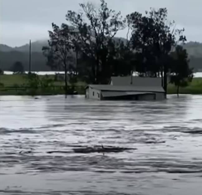Joshua and Sarah's home was washed down the Manning River. Credit: 7News