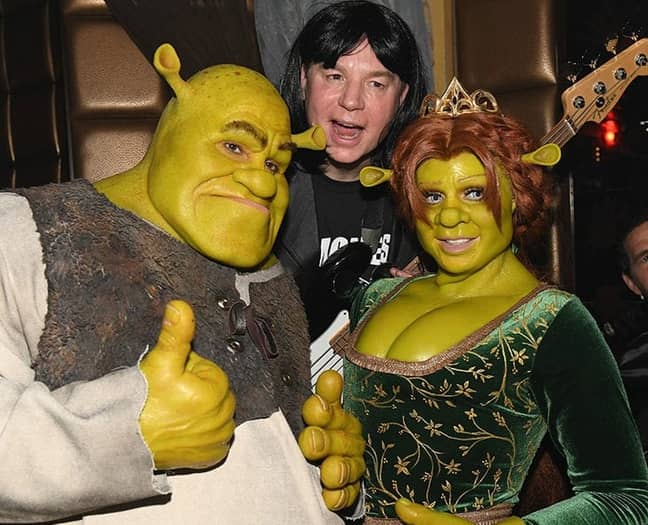 Klum and Kaulitz with Shrek voice actor Mike Myers. Credit: Getty
