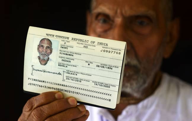 Swami Sivananda shocked airport staff when they saw the date of birth on his passport. Credit: Getty