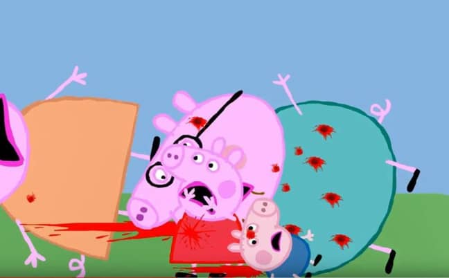 This video shows Peppa and her family being shot