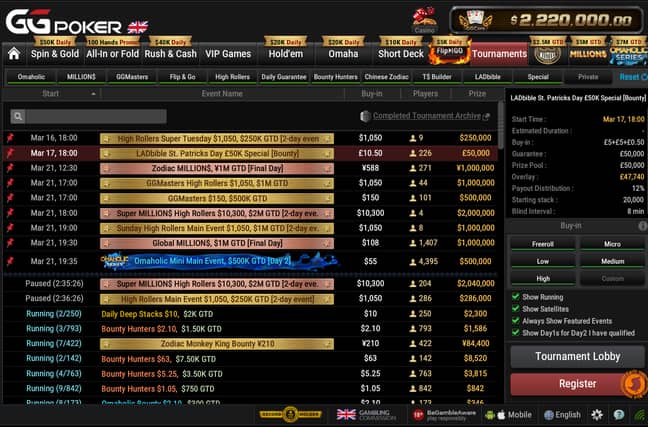 LADbible Poker Tournament In The GGPoker Software