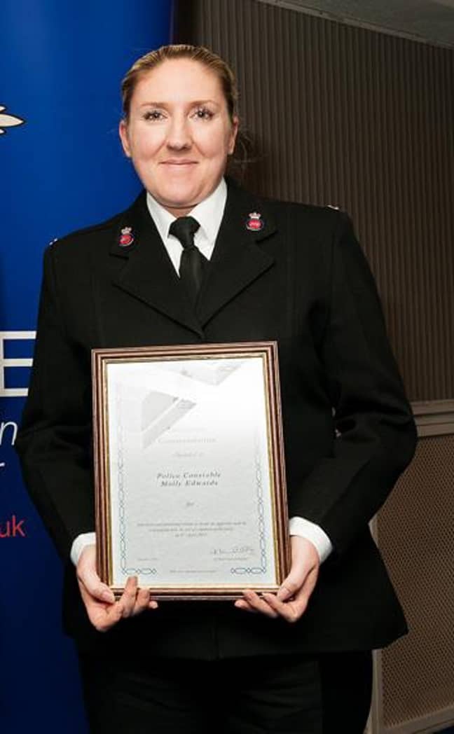 Edwards received a commendation in 2015. Credit: Facebook/Surrey Police