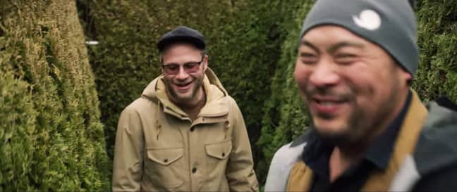 Rogen and Chang got lost in a maze. Credit: Netflix