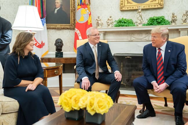 Jenny and Scott Morrison with then President Trump in 2019. Credit: Alamy