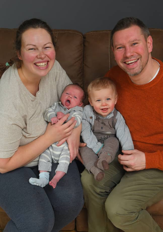 Hannah and Matthew with their children, Bruce and baby Jasper. Credit: Triangle News 