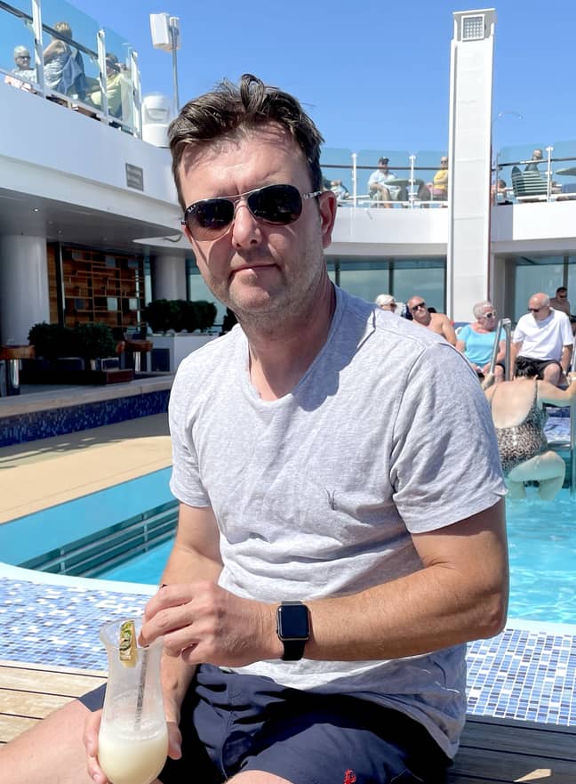 Gervais by the pool. Credit: Kennedy News and Media
