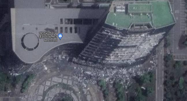 Exploded building in North Korea on Google Maps .(Credit: Google Maps)