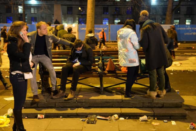 Revellers in central London after the New Year celebration fireworks. Credit: PA