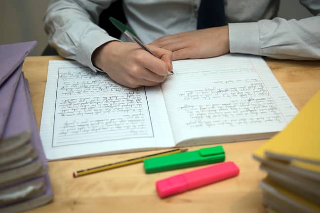 A pupil completing homework. Credit: PA