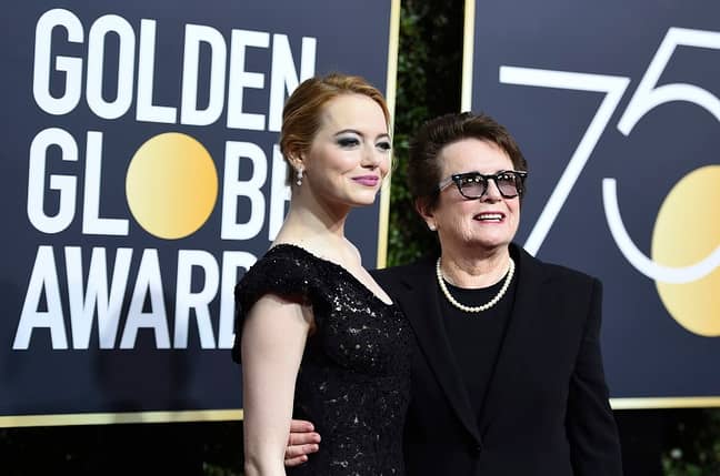 Emma Stone and Billie Jean King. Credit: PA