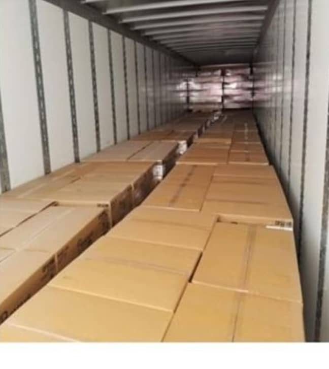 The boxes were reportedly full of bathroom paper products. Credit: The Guilford County Sheriff's Office