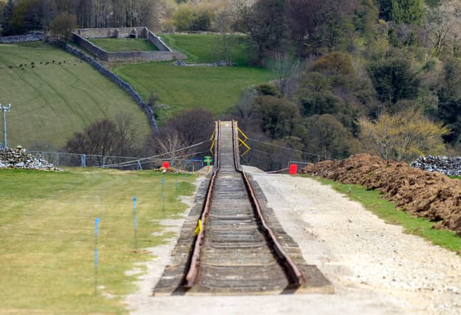 The train track in Stoney Middleton, Derbyshire for Tom Cruise's Mission: Impossible stunt. (Credit: PA)