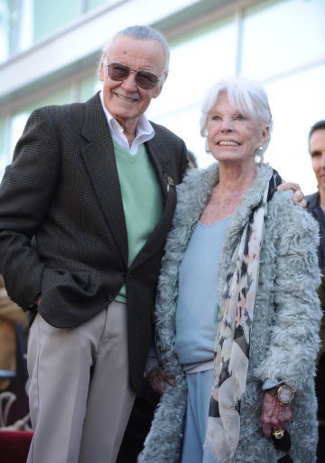 Comic book hero Stan Lee, posing with his wife Joan Lee back in 2011. Credit: PA