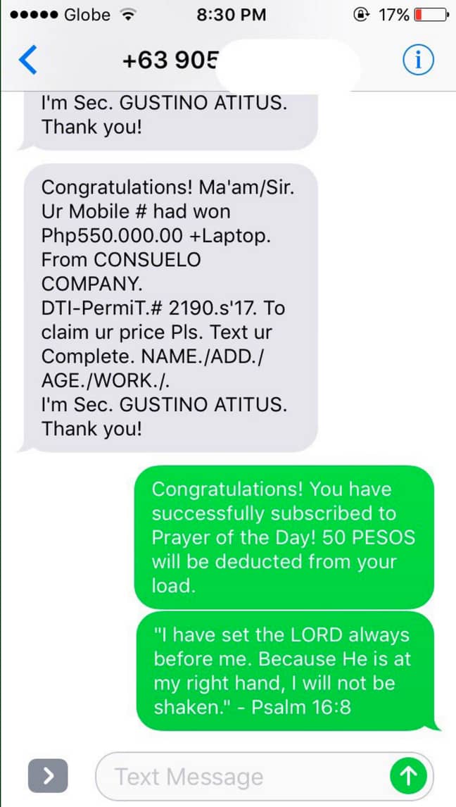 Spam text copy and paste