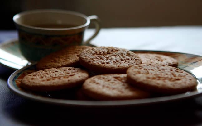 A plate of plain digestive biscuits. Credit: PA