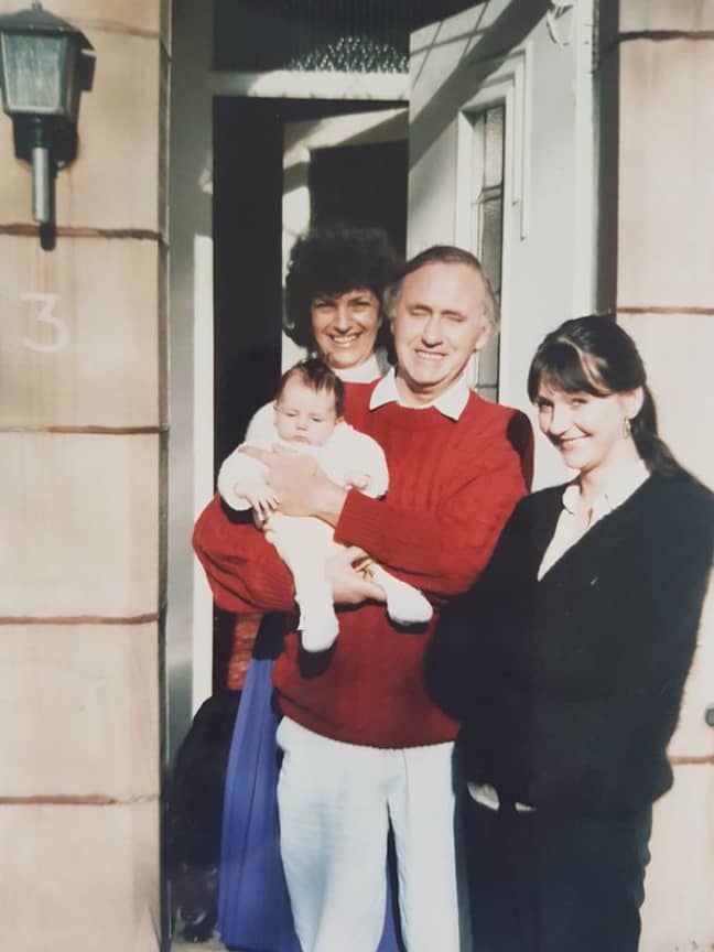 Eileen at 32 outside the property with her parents and young daughter. Credit: MEN Media