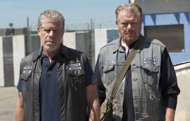 (L-R) Ron Perlman and William Lucking in Sons of Anarchy. Credit: FX Network