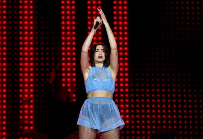 Dua Lipa performs on stage during day one of Capital's Jingle Bell Ball with Coca-Cola at London's O2 Arena. Credit: PA.