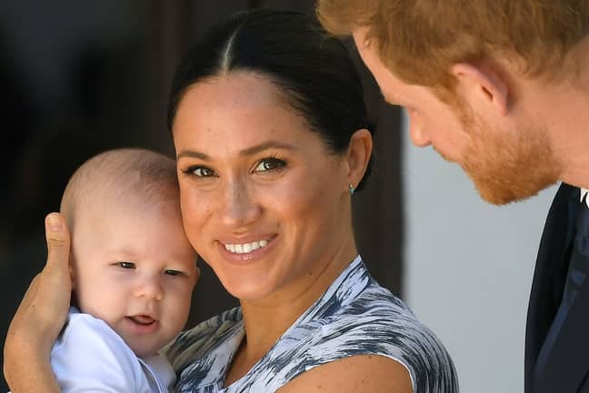 Meghan and Harry with son Archie. Credit: PA