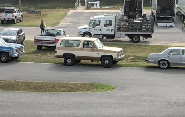 The fan spotted Hopper's Blazer on set of Stranger Things 4. Credit: ChihuahuaWithBoombox