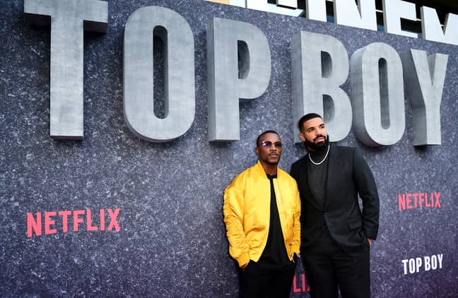 Ashley Walters With Drake at the UK premiere of Top Boy. Credit: PA