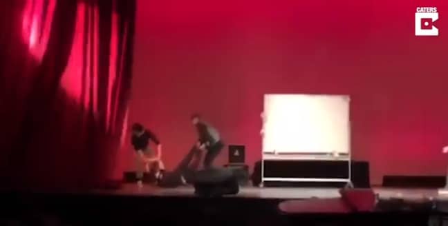 The assistant had to be carried off stage after pretending to faint. Credit: Caters, U/zigstasta