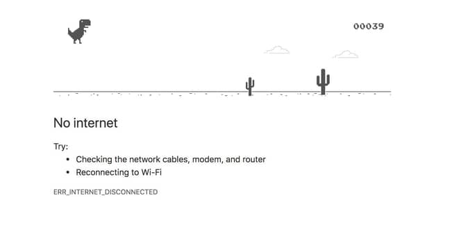 Did you know the Google Chrome no internet dinosaur is a game? Credit: Google Chrome 