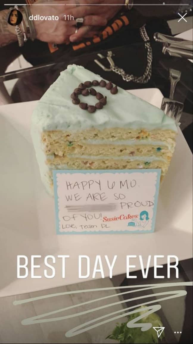 A celebratory cake from Demi Lovato's team. Credit: Instagram