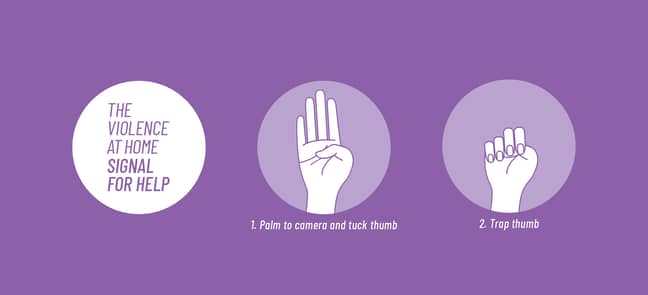 A similar hand signal. Credit: Canadian Women's Foundation