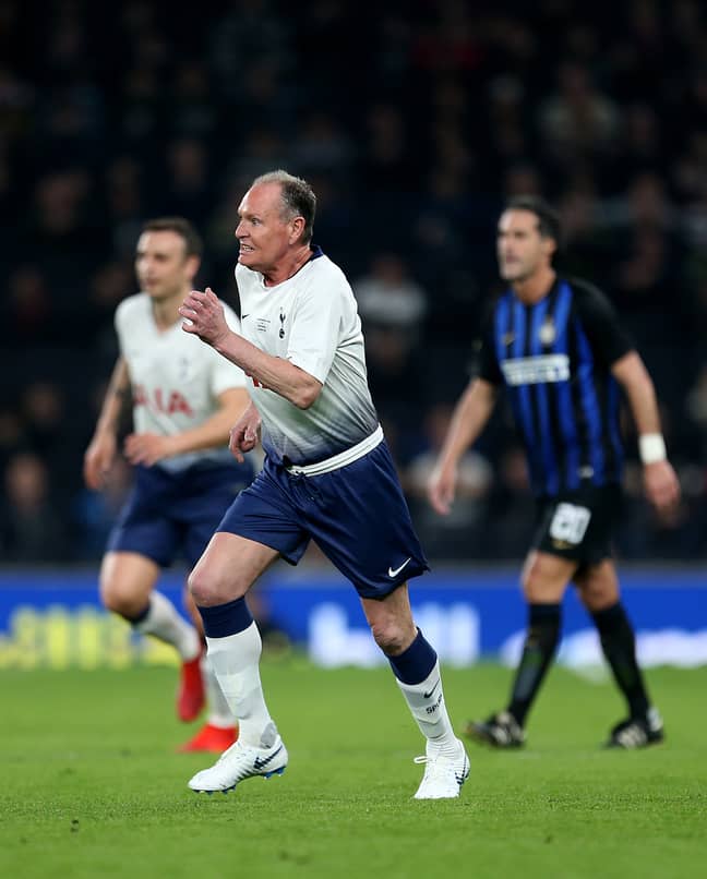 Paul Gascoigne in action during the legends test event. Credit: PA