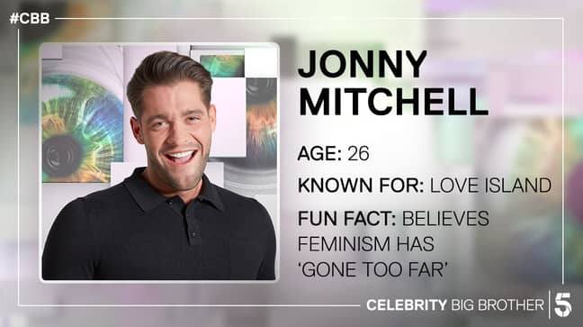 Jonny Mitchell is Up for Eviction. Credit: Channel 5 / Celebrity Big Brother