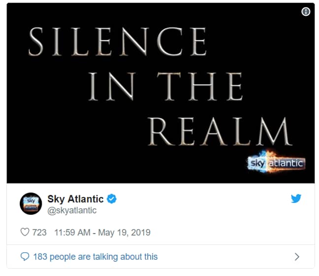 Sky Atlantic has taken part in a social media blackout. Credit: Twitter