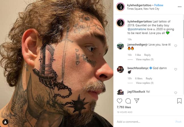 Post Malone Gets Massive New Face Tattoo Ladbible