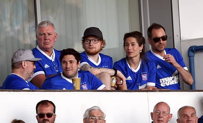 Ed Sheeran And Wife Cherry Seaborn At Ipswich Town Match. Credit: PA