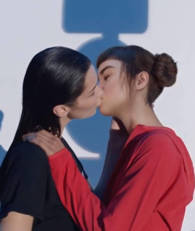The kiss in the advert. Credit: Calvin Klein