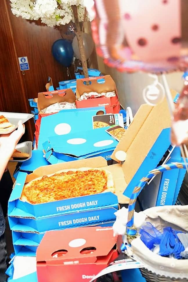 This is what £350 of Domino's looks like. Credit: SWNS
