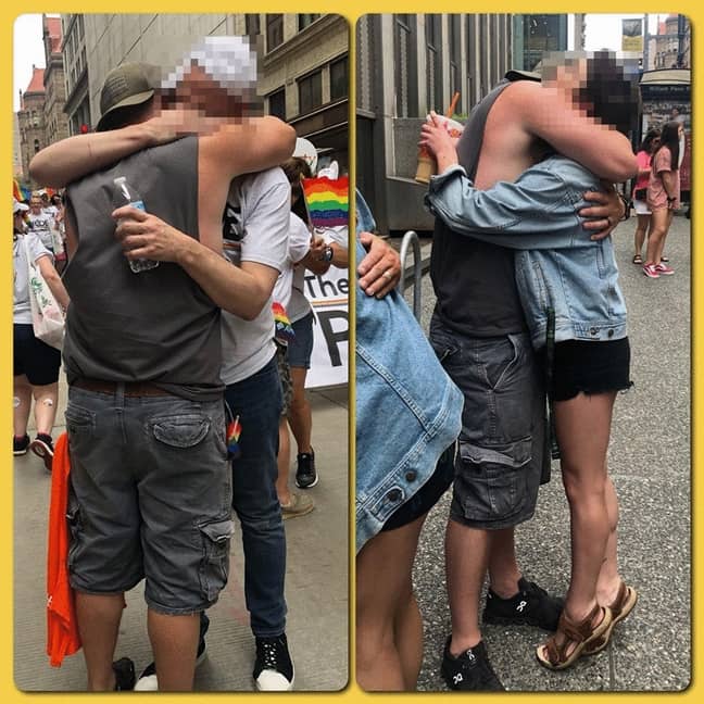 Two people receiving two hugs. Credit: Howie Dittman/Facebook