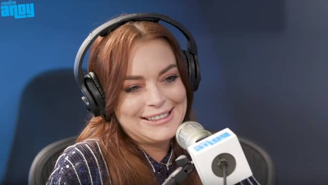 Lindsay Lohan with Andy Cohen. Credit: Sirius XM