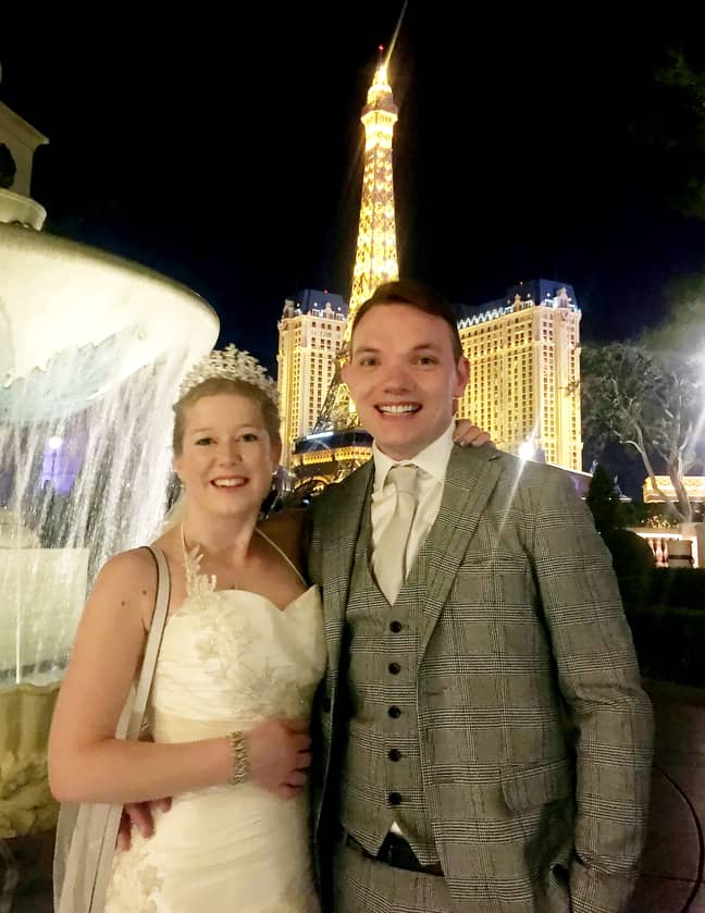 Paul and Sarah got married in Las Vegas just after meeting each other. Credit: SWNS