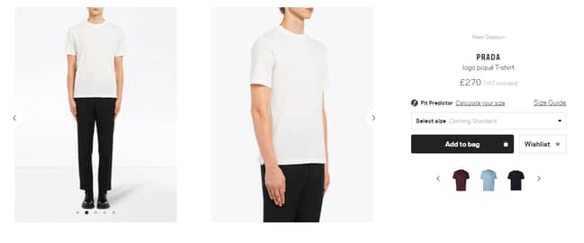 The t-shirt has caused outrage with shoppers because of its price. Credit: Farfetch