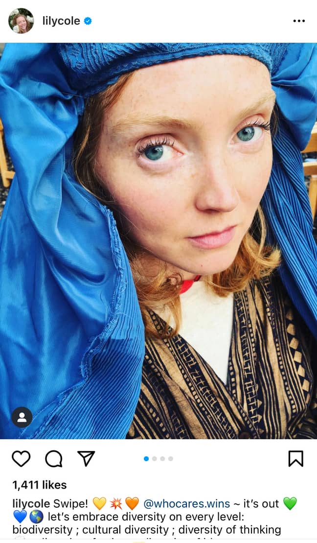 Lily Cole wears a Burqa to promote new book. (Credit: Twitter)