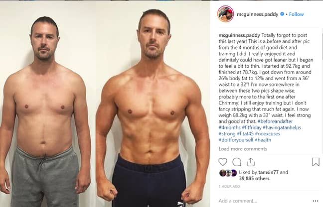 Paddy McGuinness Shares Incredible Weight Transformation. Credit: Instagram/Paddy McGuinness