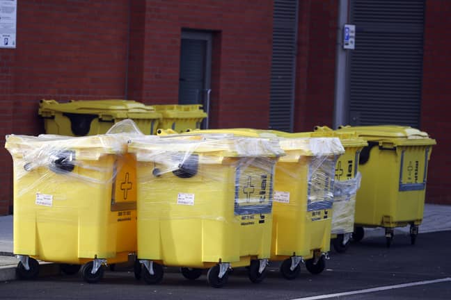 Medical bins were seen outside the hotel. Credit: PA