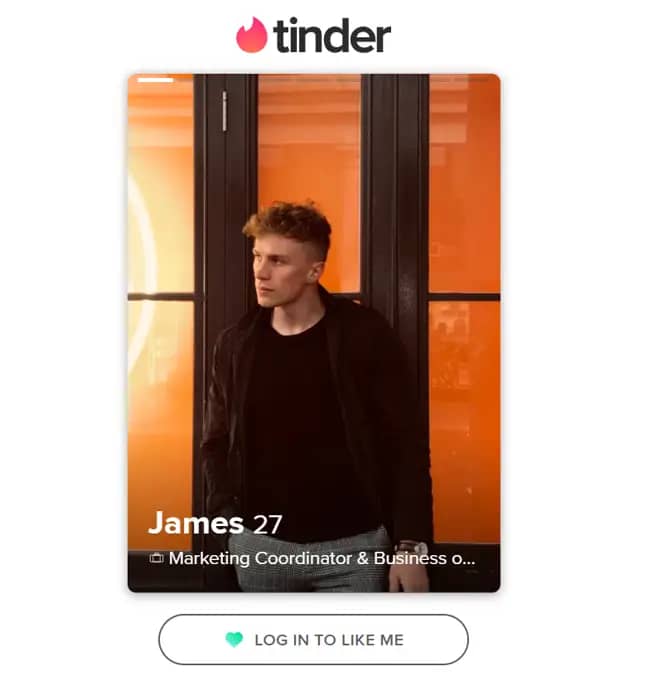 James has been swiped more times than a credit card. Credit: Tinder 