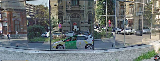 A mirror image of the Google Maps Street View Car. Credit: Google Maps