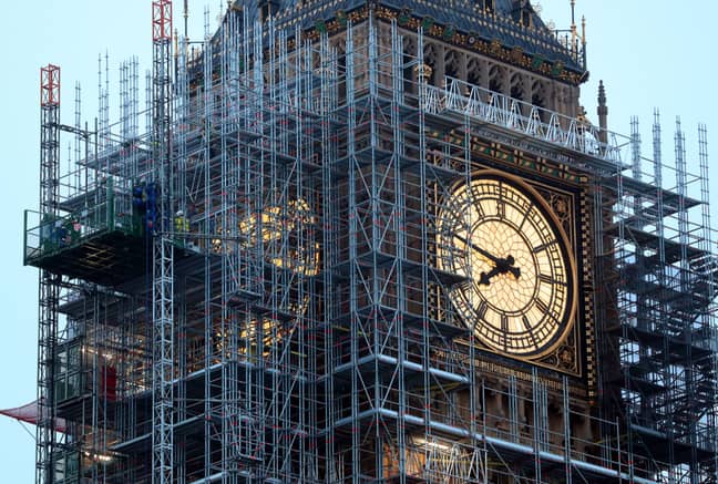 Big Ben is still undergoing renovation work, but will ring on Remembrance Sunday and New Year's Eve. Credit: PA