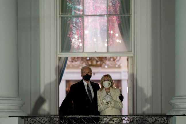 President Joe Biden and First Lady Jill Biden watch yesterday's fireworks display from the White House. Credit: PA