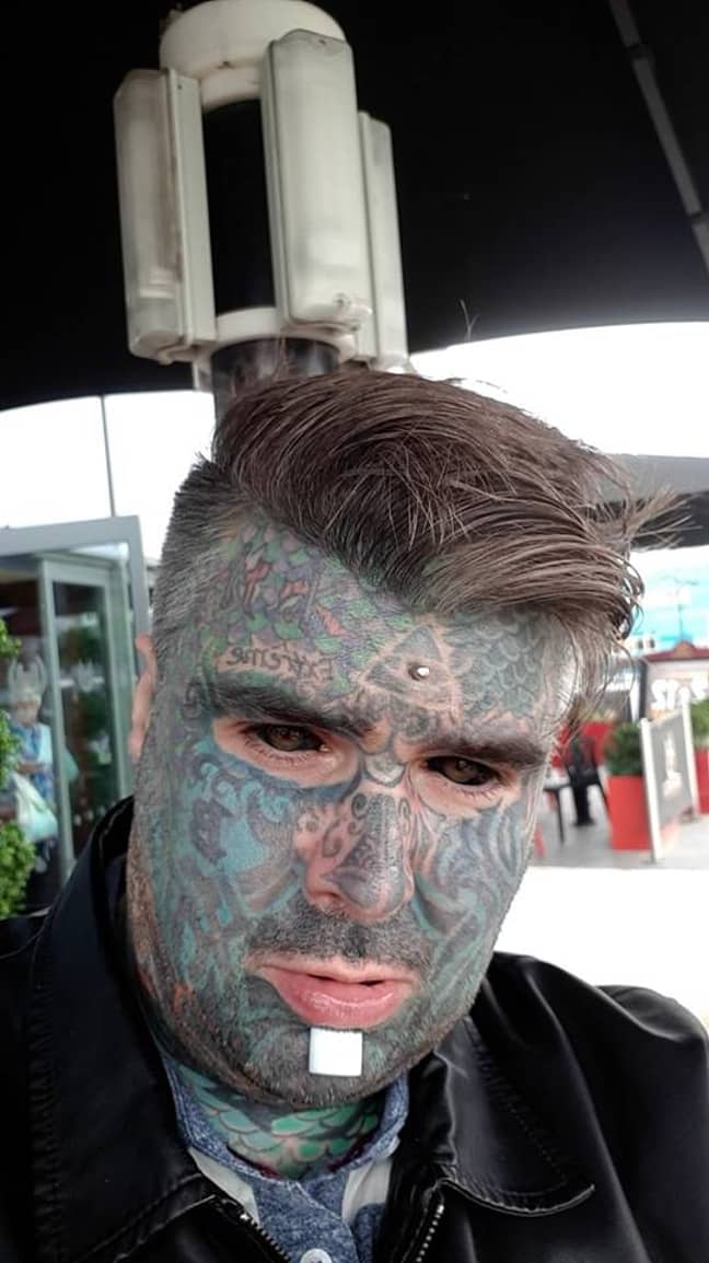 He has even had the whites of his eyes dyed black. Credit: Facebook/King Of Ink Land King Body Art The Extreme Ink Ite